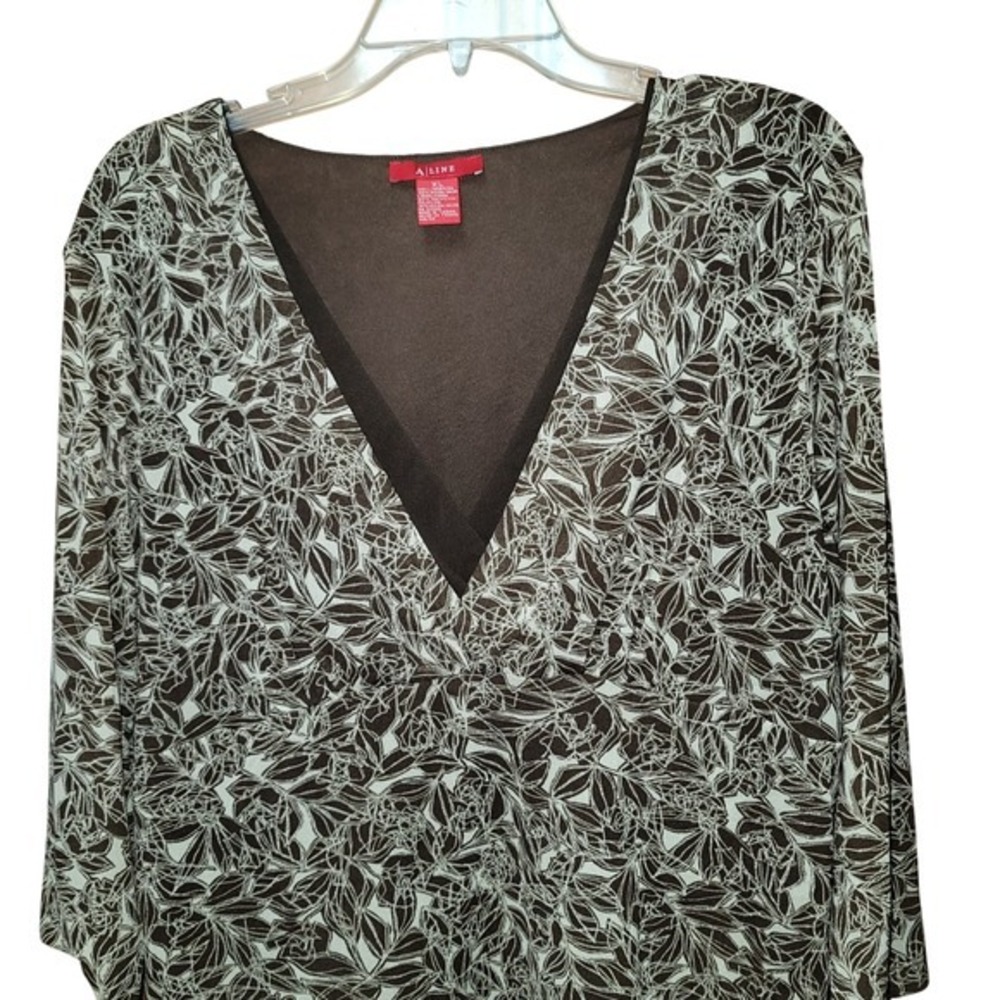 Vintage Y2K 90s Top Women's XL Brown Babydoll Empire Leafy Fairy Cottage Office‎ - Picture 4 of 8